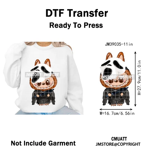 Horror Movie Character Cartoon Dolls Halloween Printing Iron on DTF Washable Transfers Stickers Ready to Press for Clothes Bags