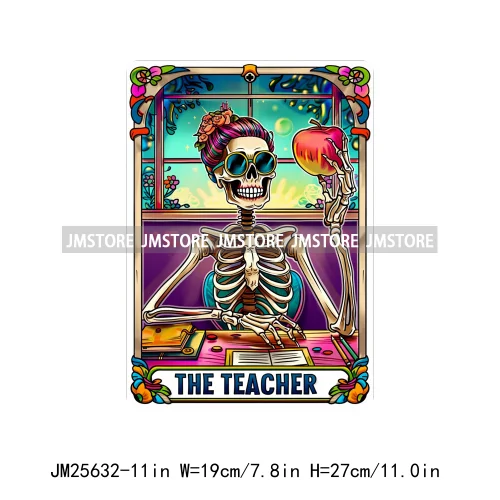 Funny True Crime Junkie Reader Teacher Drunk Housewife Queen Tarot Card DTF Iron On Transfer Stickers Ready To Press For Clothes