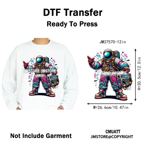 12in Street Heat Urban Chill Streetwear Man Hip Hop Animal Iron on DTF Thermal Transfer Stickers Ready to Press for Clothes Bags