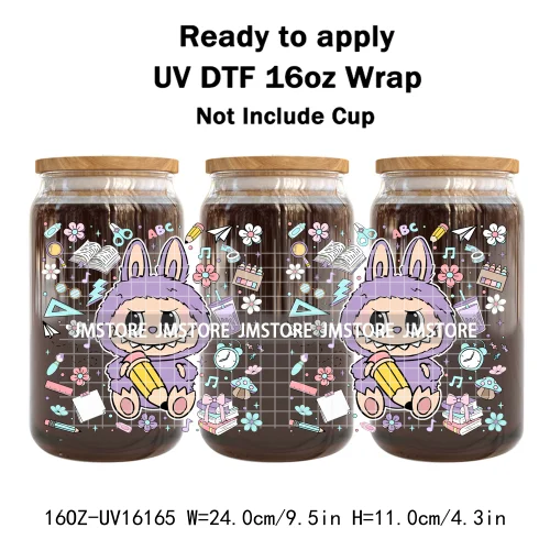 Colorful Cartoon Monster Dolls Princess UV DTF Stickers Ready To Transfer Cup Wrap Custom Labels For Libbey Can Glass Tumbler