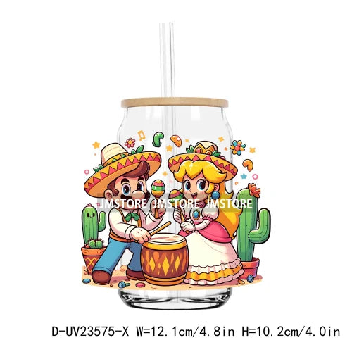 Cinco De Mayo Fiesta Cartoon Couple UV DTF Transfers Stickers Decals For Libbey Cold Cups Mugs Tumbler Waterproof DIY Craft Logo