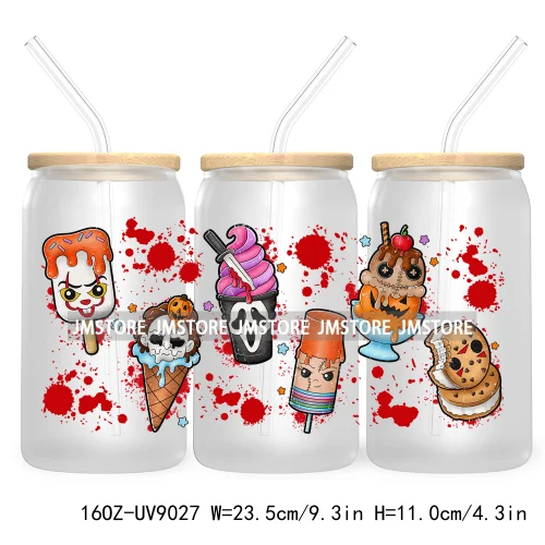 Horror Ice Cream Halloween Popsicles 16OZ UV DTF Cup Wrap Transfer Stickers Custom Labels Waterproof Logo For Libbey Glass Can