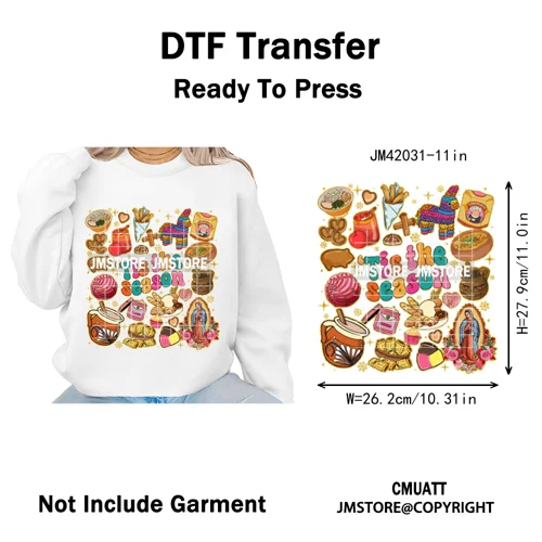 Tis The Season Pan Dulce Mexican Xmas Tuki Donkey Spanish Christmas Latin Iron on DTF Transfers Stickers Ready to Press for Text