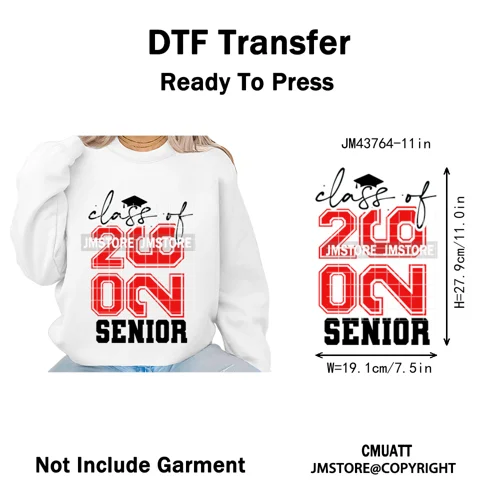 Class of 2026 High School Senior Edition Graduate Season Iron on Washable DTF Heat Transfer Stickers Ready to Press for Clothing