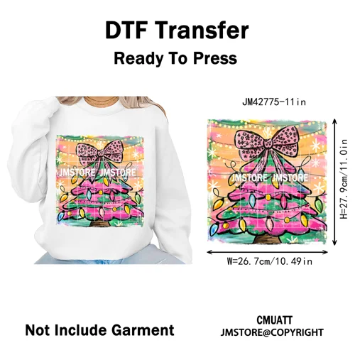 Preppy Brushstroke Gingerbread Santa Bow Tree Merry Christmas Girly Iron on DTF Transfers Stickers Ready to Press for T-shirts