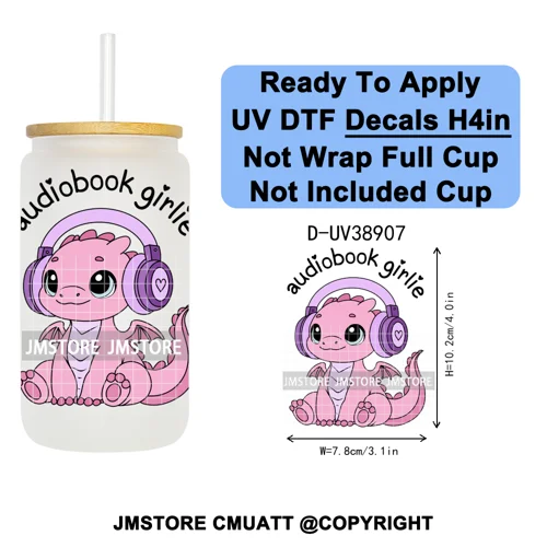 Fantasy Book Lover Gifts Positive Quotes UV DTF Decals Ready To Apply Waterproof Transfer Stickers For 16OZ Libbey Glass Can Cup