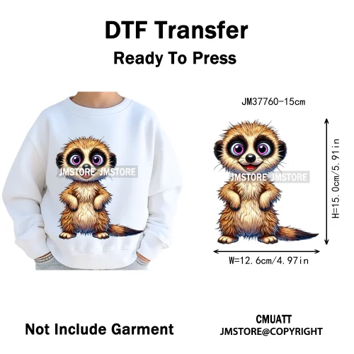 15cm 5.9in Kids Quirky Safari Cartoon Animal Iron On Transfers Stickers For Clothing DTF Printed Appliques Washable T-Shirts