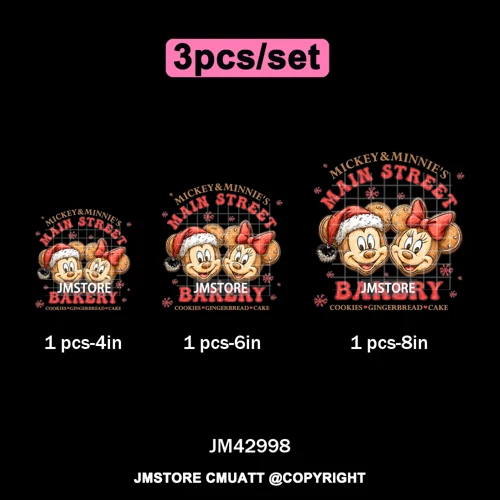 Funny Cartoon Mouse Friends Merry Christmas Movie Character Xmas Season Iron on DTF Transfer Stickers Ready to Press for Hoodies