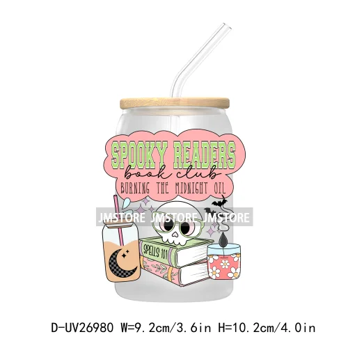 Spooky Halloween Book Club 16OZ UV DTF Cup Wrap Transfer Stickers Custom Labels Waterproof Logo For Libbey Glass Can Fall Season