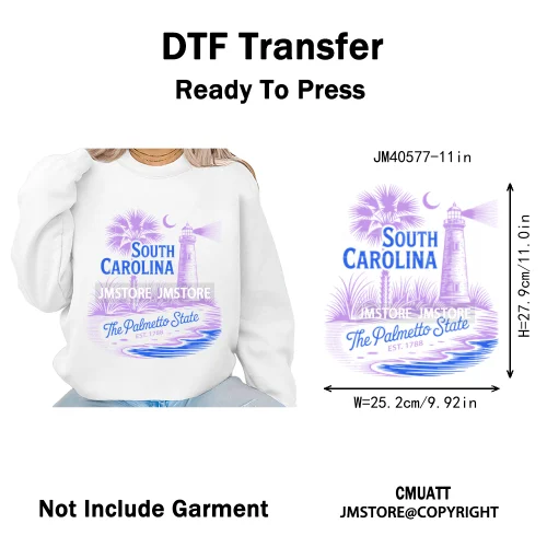 Funny US States Slogan Vacation Scenic Citycape Landmark Iron on DTF Washable Transfers Stickers Ready to Press for Textile Bags