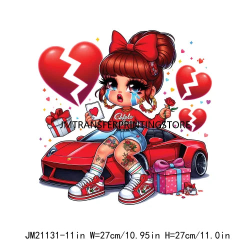 Iron On Sad Girls Valentines Chola Spanish Love Chicana Washable  DTF Transfers Printing Stickers Ready To Press For Sweatshirt