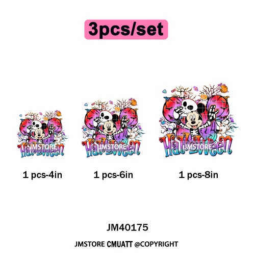 Cartoon Witches Princess Skull Animal Kids Love Characters Halloween Iron on DTF Transfers Stickers Ready to Press for T-shirts