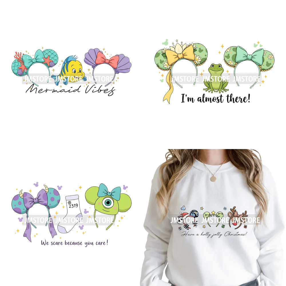 Colorful Mouse Headbands Cartoon Animal Princess Character Iron on DTF Washable Transfers Stickers Ready to Press for Clothes