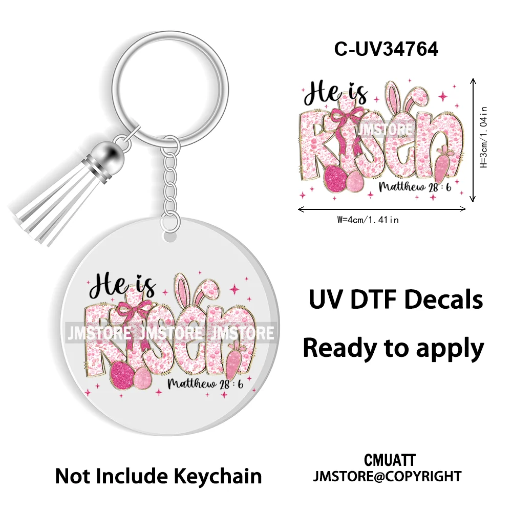 The Lord Is My Shepherd Christian Religious Easter Bible Verse Faith UV DTF Stickers For Round Circle Acrylic Keychain Keyring