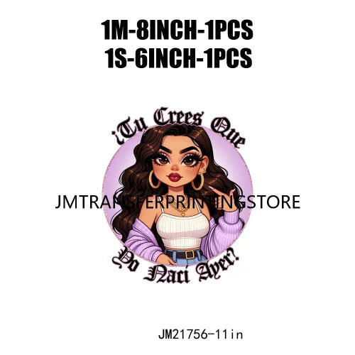 Funny Latina Chicano Mama Sayings Design Washable Chibi Women Style Mother DTF Transfer Stickers Ready To Press For T-shirts Bag