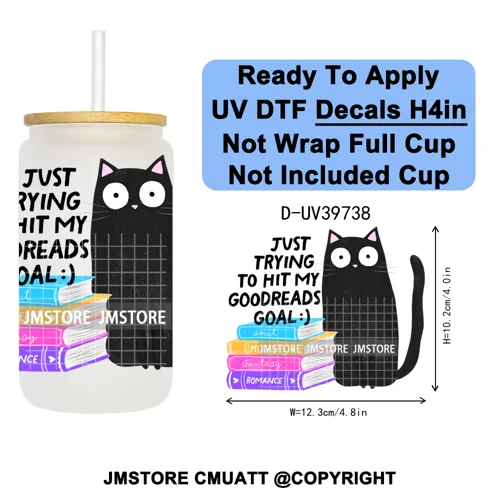 Fantasy Book Lover Gifts Positive Quotes UV DTF Decals Ready To Apply Waterproof Transfer Stickers For 16OZ Libbey Glass Can Cup