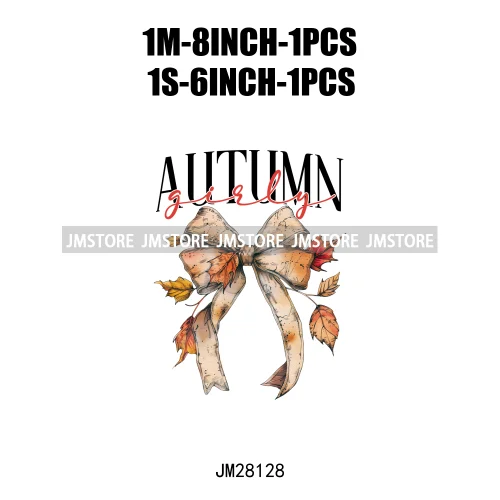 Pumpkin Season Autumn Coquette Bow Girly Cozy Fall Vibes Decals DTF Iron On Transfers Stickers Ready To Press For Hoodies Bags