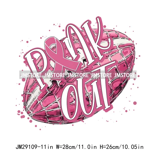 In October We Wear Pink Coquette Football Pink Out Breast Cancer Iron On DTF Transfer Stickers Ready To Press For Clothes Bags