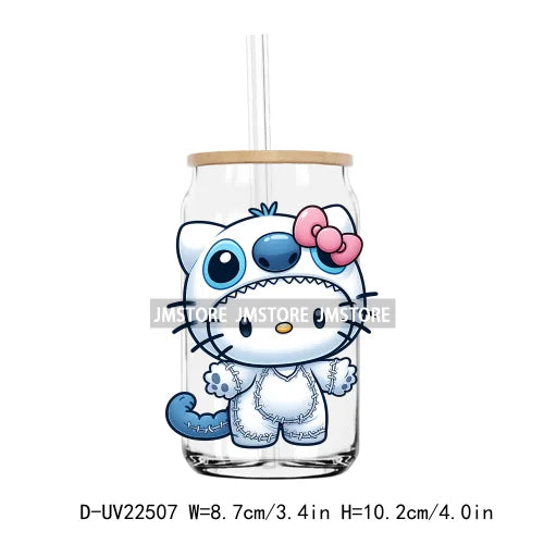 High Quality Costume Cartoon Blue Cat UV DTF Transfers Stickers Decals For Libbey Cold Cups Mugs Tumbler Waterproof DIY Craft