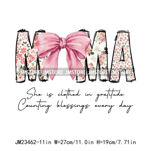 Mama Mum Gigi It's Ok Blessed Mom Mental Health Matters Design Bible Verses Women Coquette Bow DTF Transfer Stickers For Hoodies