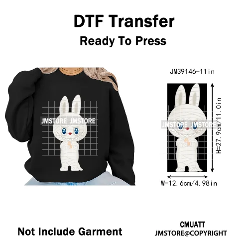 Trendy Cute Cartoon Doll Coquette Mirror Horror Halloween Iron on DTF Washable Transfers Stickers Ready to Press for Clothing