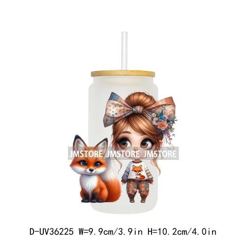 Pretty Girl With Animals UV Sticker Decals For Libbey Cold Cups Mugs Tumbler Transfer Stickers Waterproof High Quality Labels