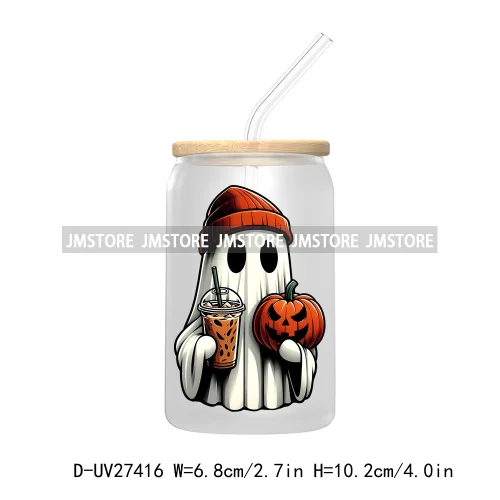 Cute Bougie Ghost Boo Halloween UV DTF Transfer Stickers Decals For Libbey Cold Cup Mug Tumbler High Quality Fall Pumpkin Season