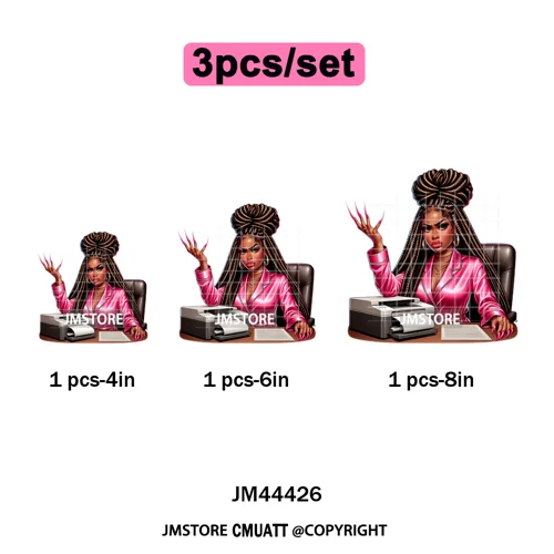 Sassy Facial Expressions Black Girl Housewife Remote Work Iron on Washable DTF Transfers Stickers Ready to Press for Sweatshirts