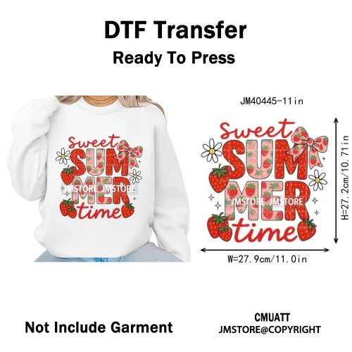 Hello Summer Vibes Watermelon Strawberry Fruit Festival Lover Coquette Iron on DTF Transfers Sticker Ready to Press for T-shirts