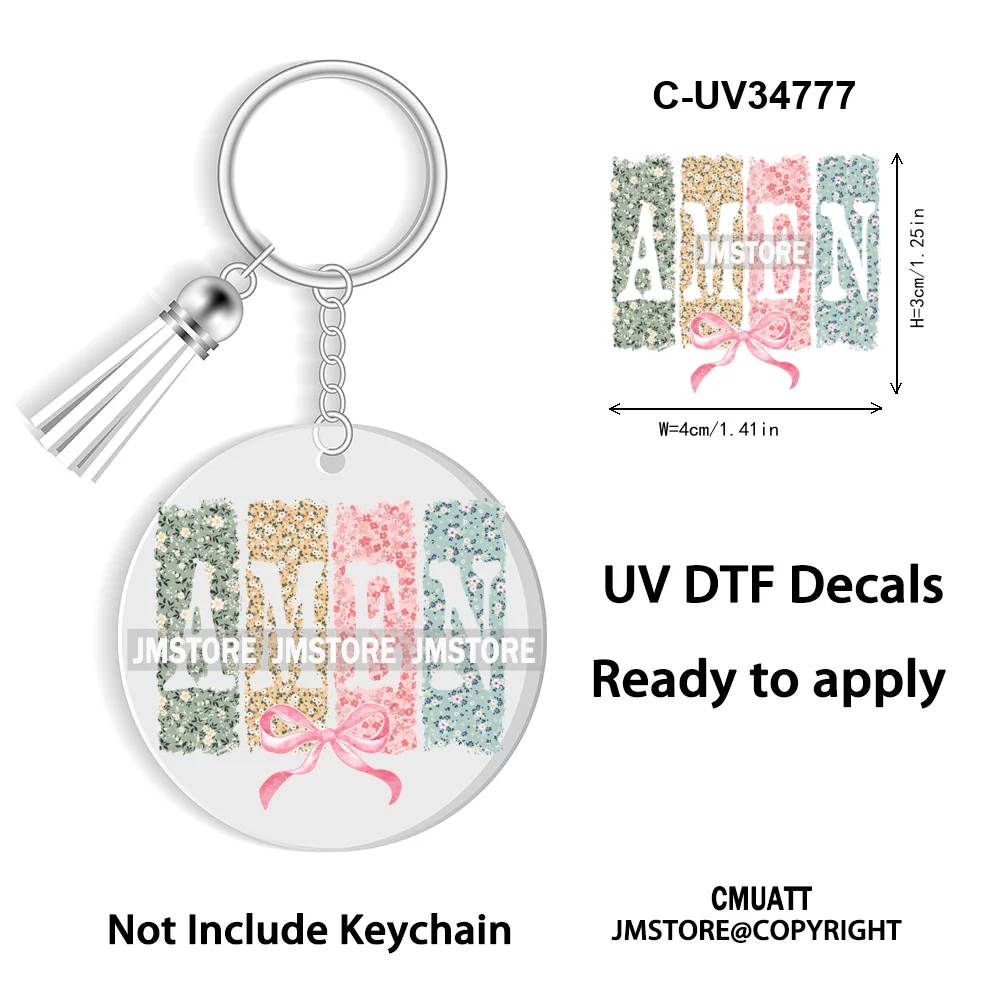 The Lord Is My Shepherd Christian Religious Easter Bible Verse Faith UV DTF Stickers For Round Circle Acrylic Keychain Keyring