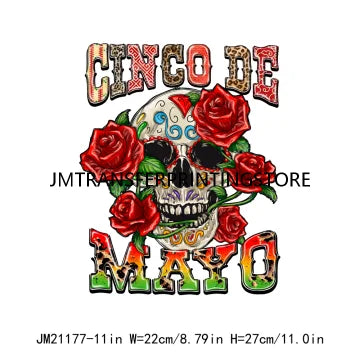 Viva Mexico Cinco De Drinko Logos Mama Cita Cowhide Western Spicy Taco Bout Party Iron On DTF Transfer Stickers For Sweatshirt