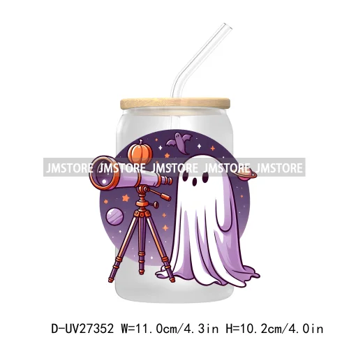 Funny Witch Ghosts Halloween Bat UV DTF Transfer Stickers Decals For Libbey Cold Cups Mugs Tumbler Waterproof Craft Spooky Vibes