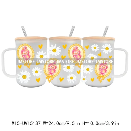 Cartoon Mirror Coquette 15OZ Glass Mug UV DTF Cup Wrap Ready To Apply Waterproof High Quality Custom Prints For Mugs Cup Tumbler